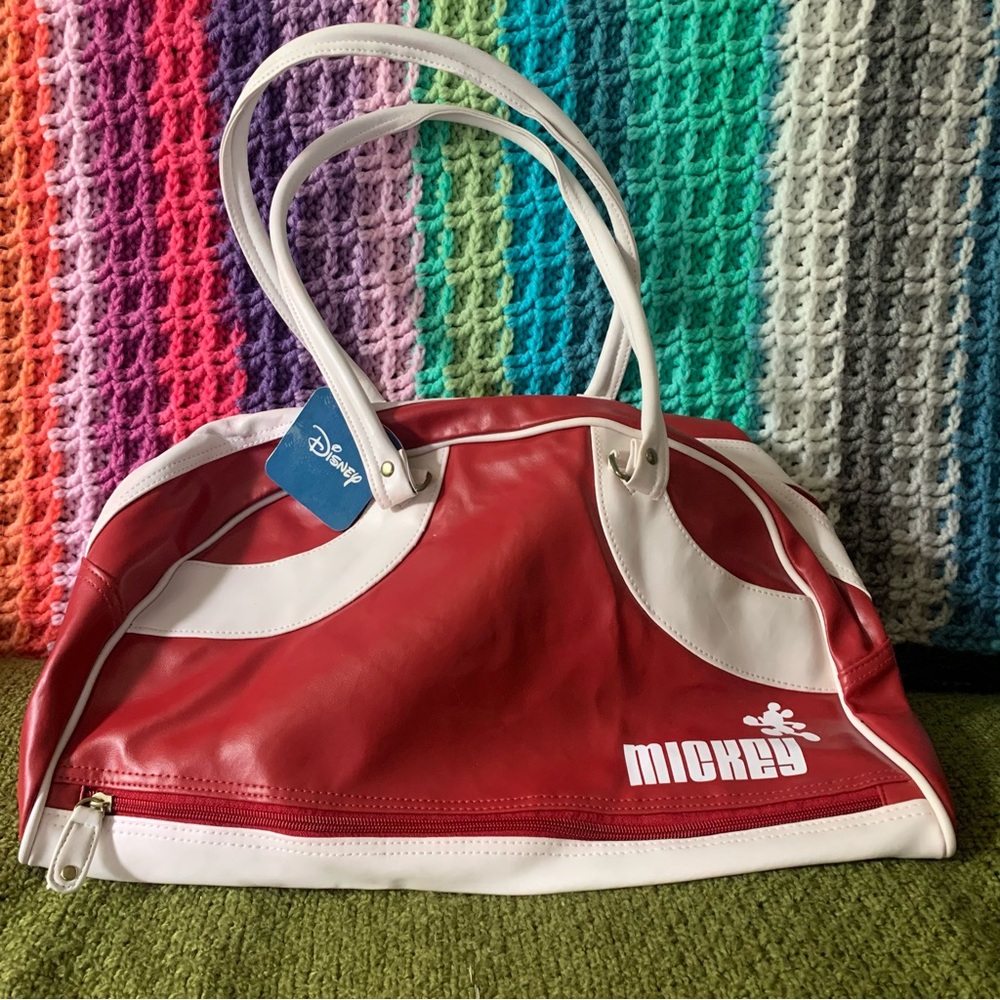 NWT Retro red and white Disney Mickey Mouse duffel bag
